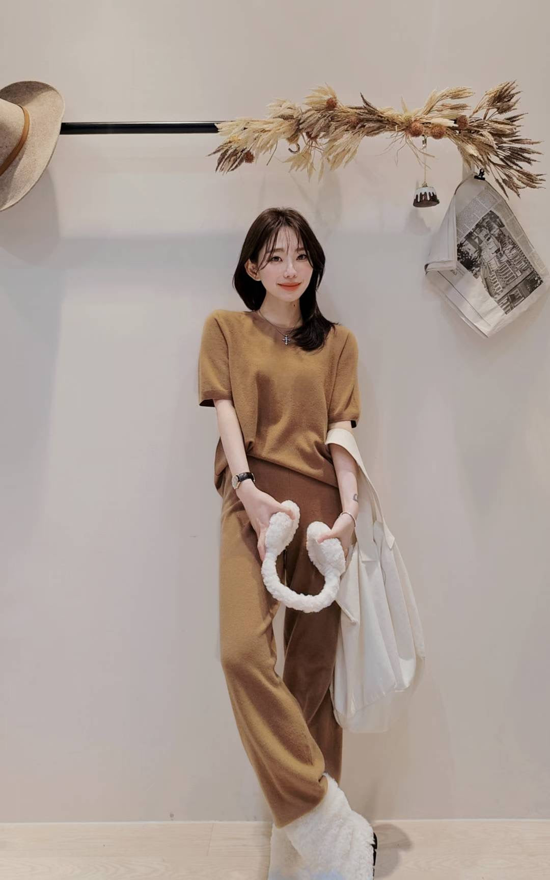 ♡Oni家♡100%羊絨喀什米爾修身長褲 (C251286)