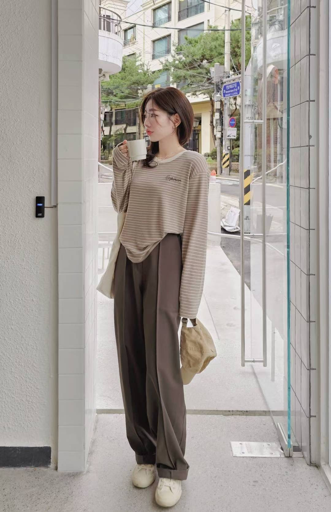 ♡Oni家♡品牌刺繡麻糬條紋T (C251152)