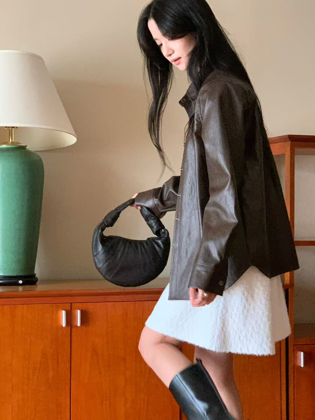 ♡亞光皮感襯衫外套♡ (C251037)