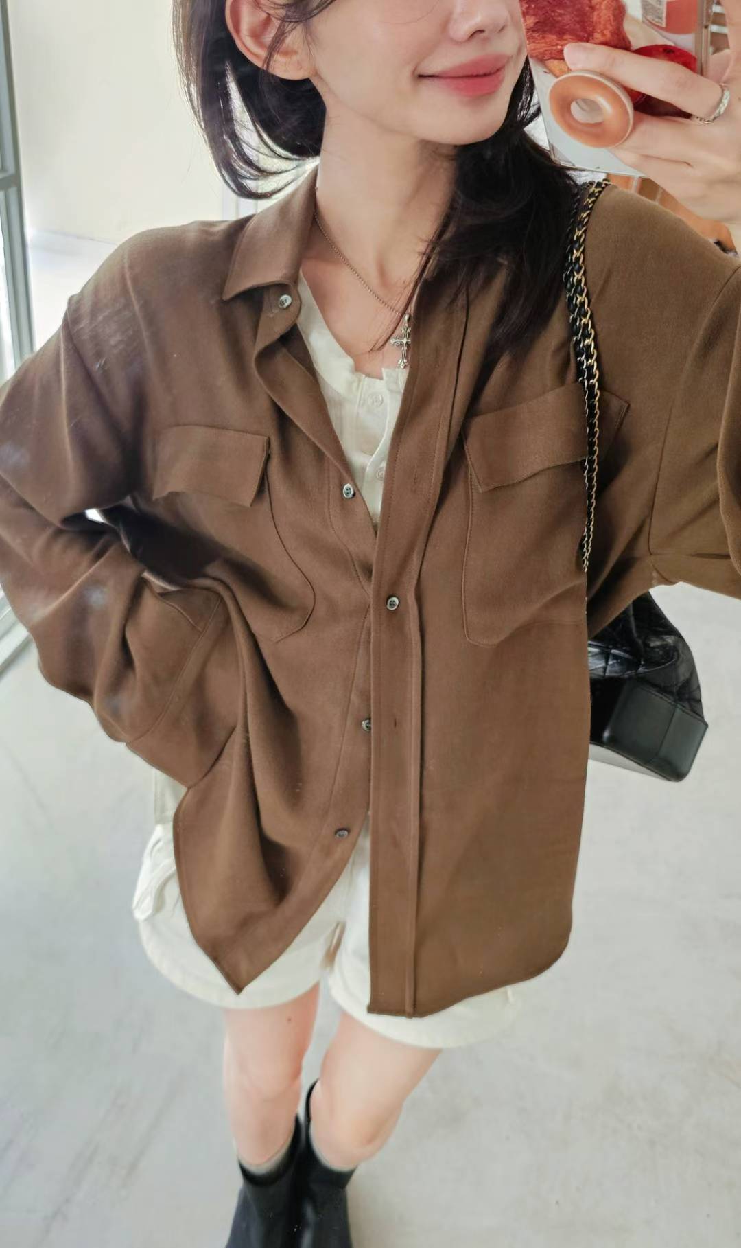 ♡Oni家♡仿麂皮細絨休閒襯衫 (C251043)