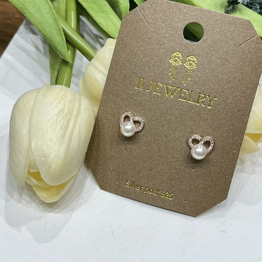 ❣ 愛心白色珍珠耳環 ❣ (E250311)