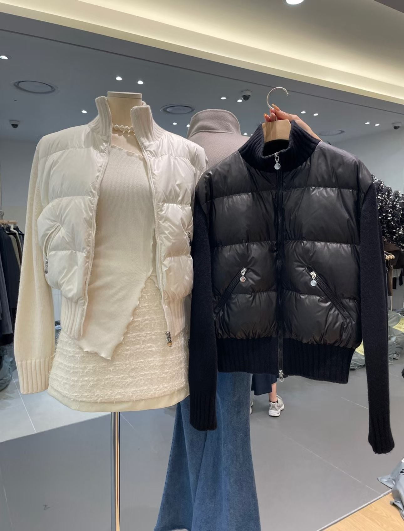 ♡輕暖修身雙材質羽絨針織外套♡ (C251110)