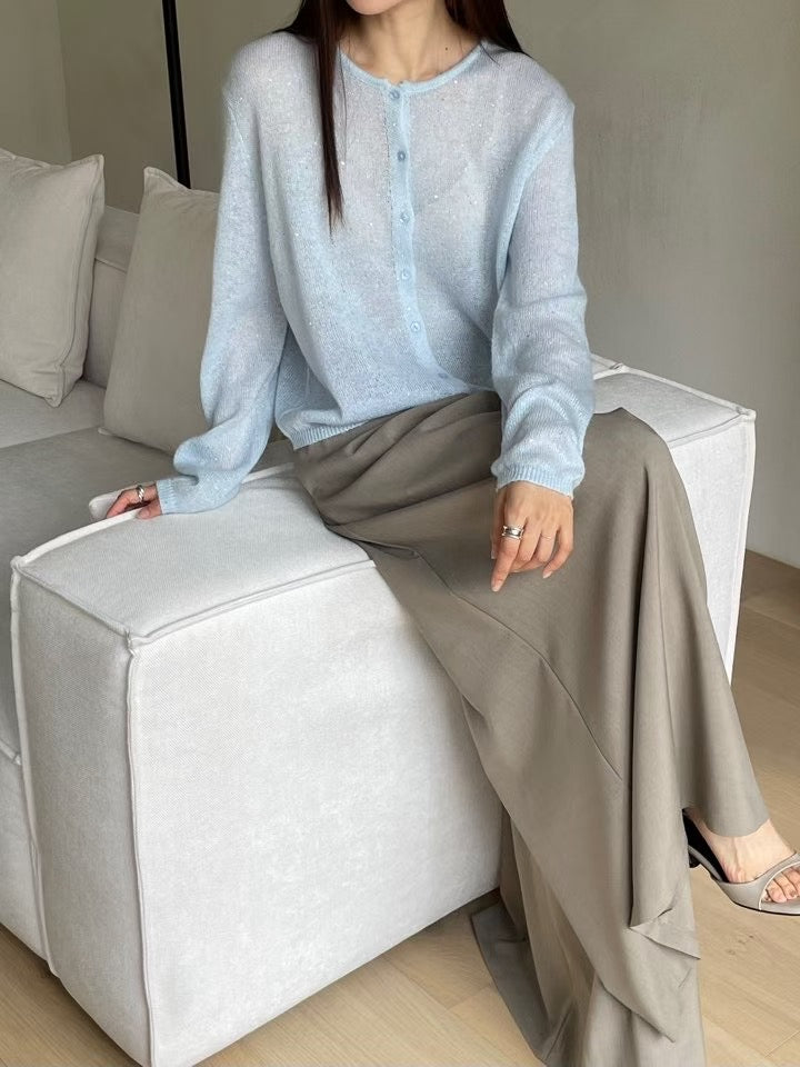 ♡閃耀輕柔雙面針織開襟衫♡ (C250802)