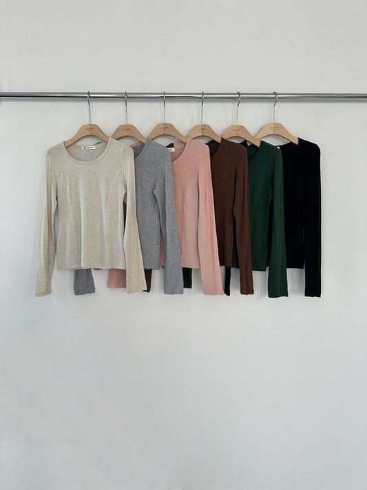 ♡柔彈腰線顯瘦長袖心機打底衣♡ (C251237)