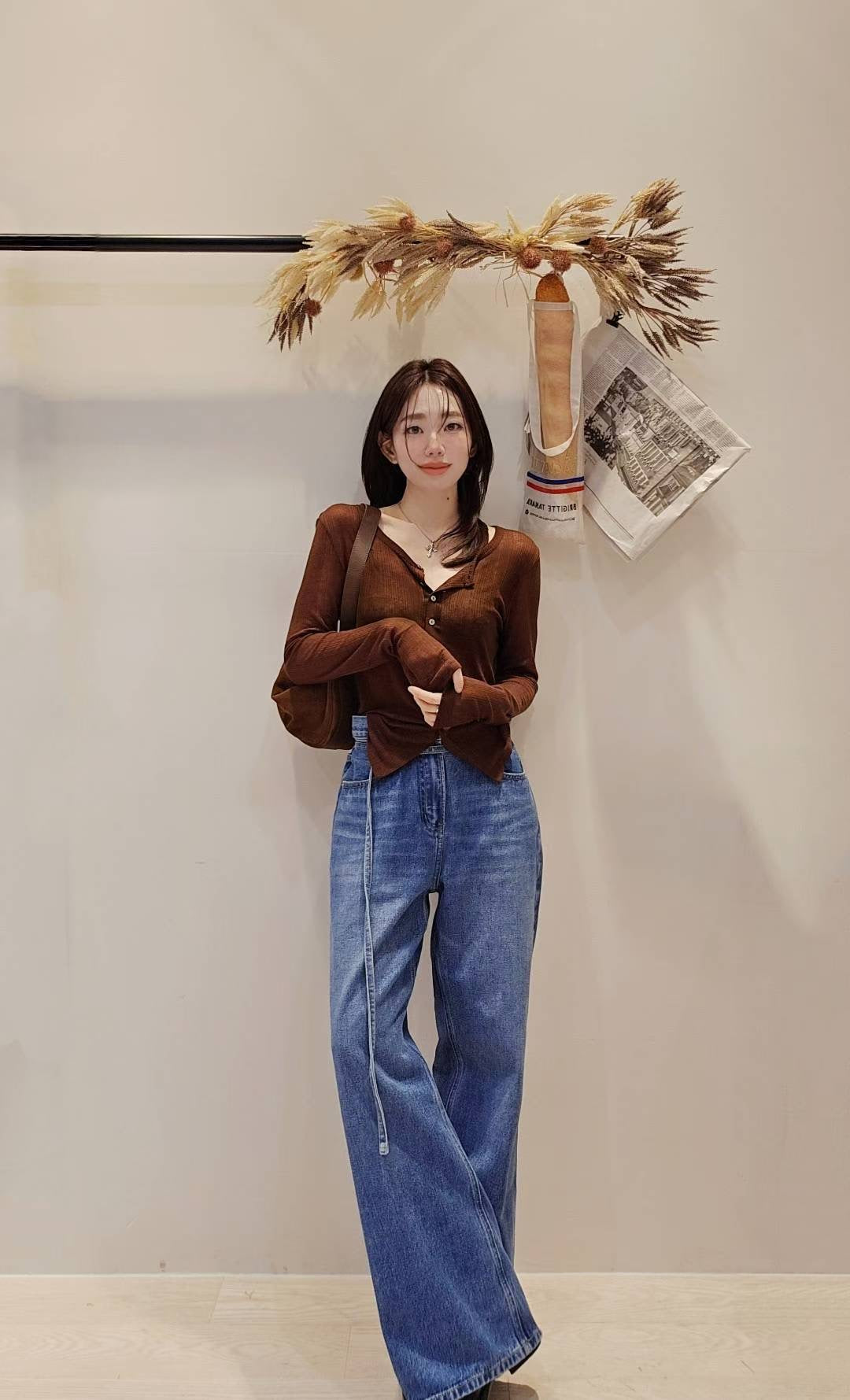 ♡Oni家♡歐美時髦的腰帶微寬牛仔褲 (C251102)