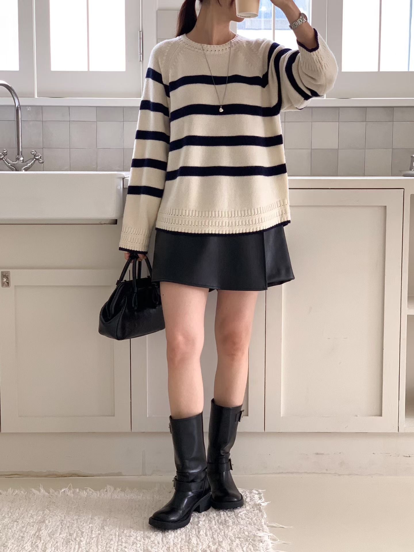 ♡百搭拉格蘭鏤空收邊毛衣♡ (C251131)