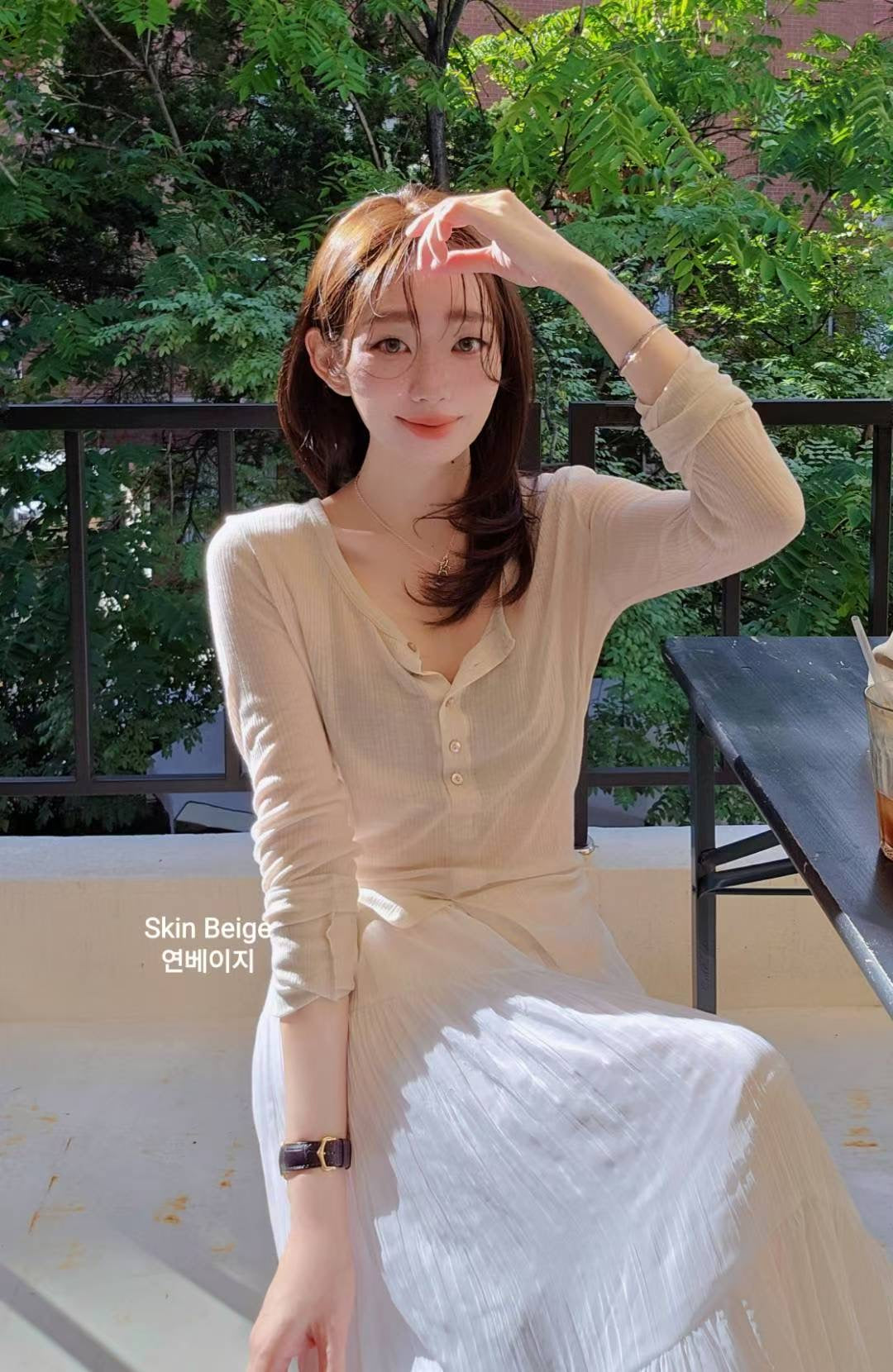 ♡Oni家♡開衩天絲羊毛亨利領T (C251004)