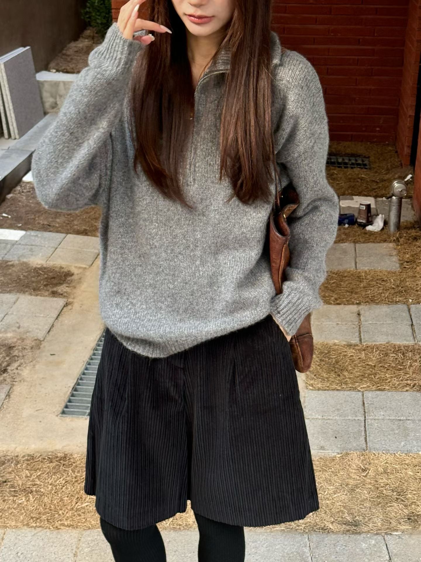 ♡休閒暖感立領半拉鍊衫♡ (C251223)