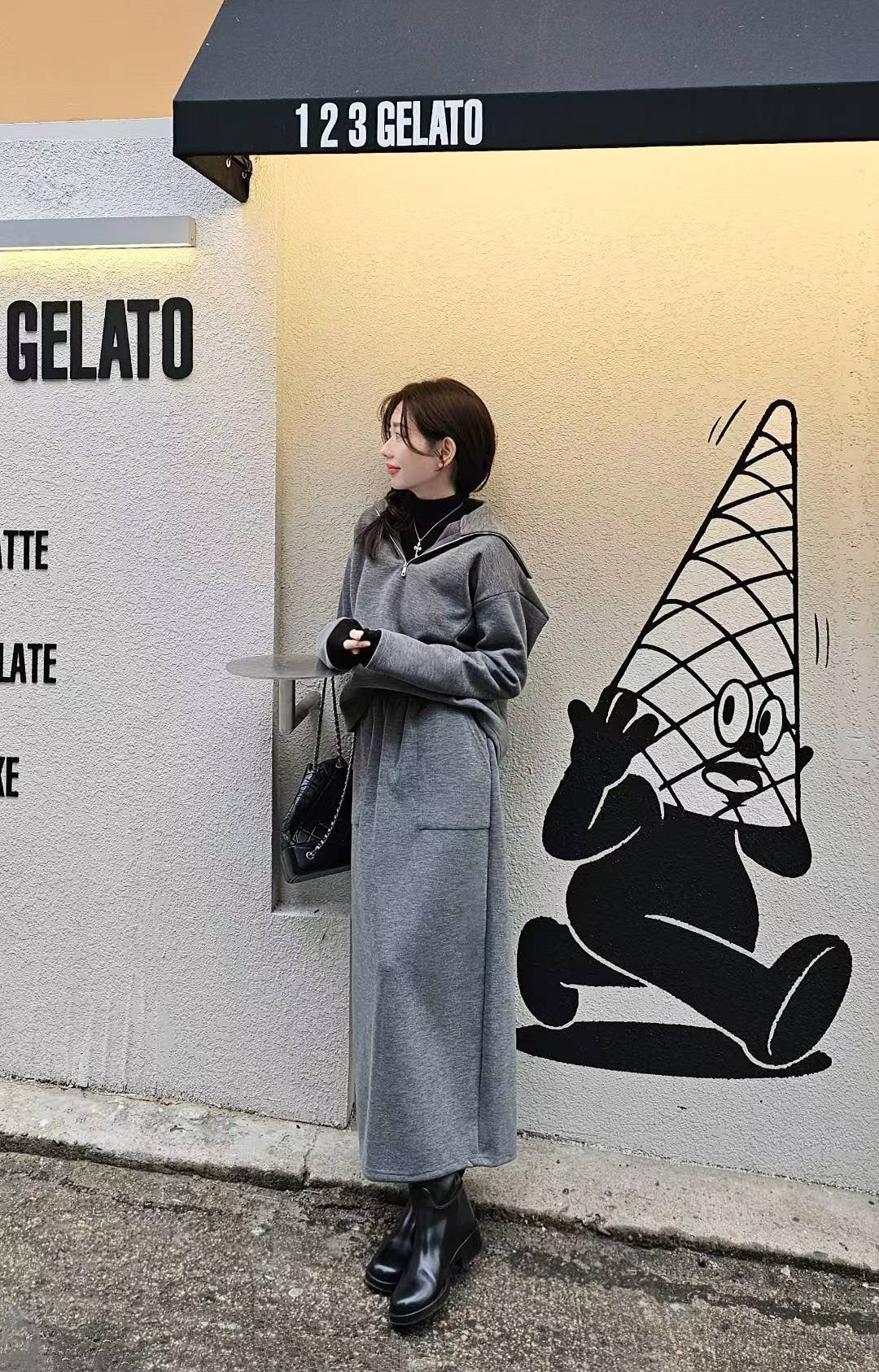 ♡Oni家♡ 質感混羊毛羅馬布拉鍊上衣 (C251287)