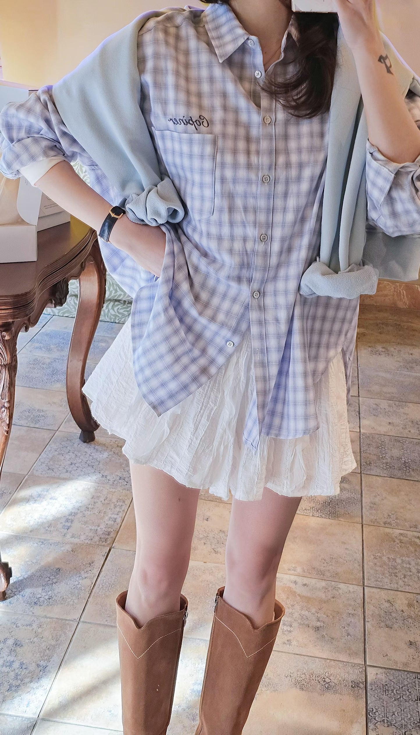 ♡Oni家♡Miu里Miu氣的層次小褲裙 (C260468)