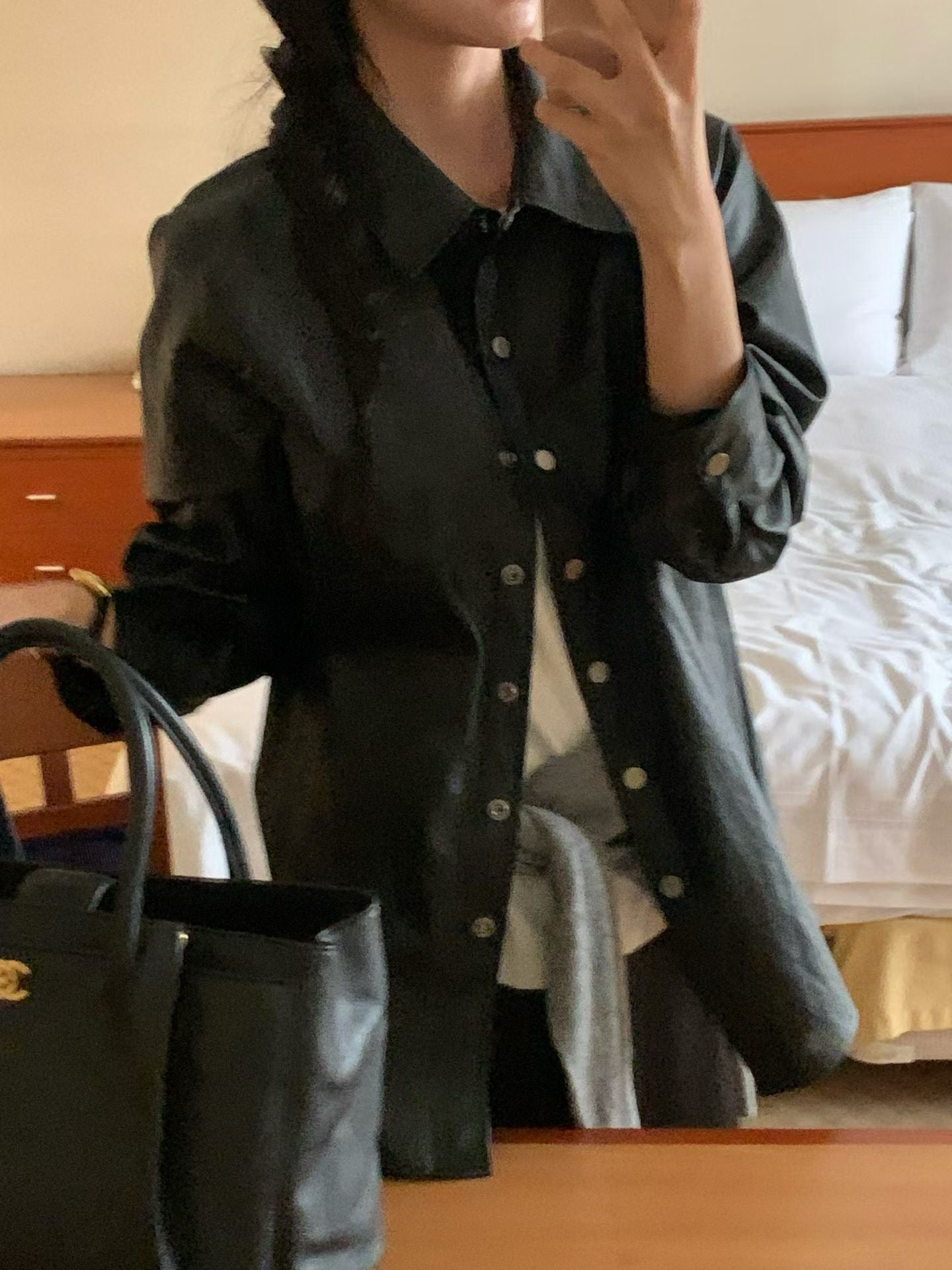 ♡亞光皮感襯衫外套♡ (C251037)