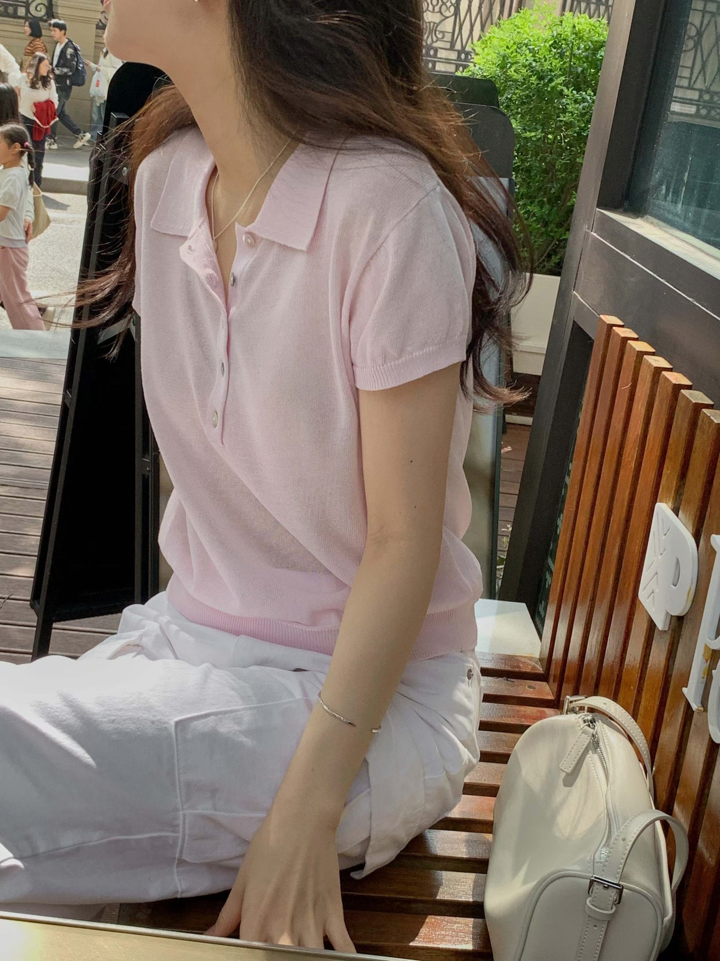 ♡清新感輕針織Polo短袖上衣♡ (C260509)