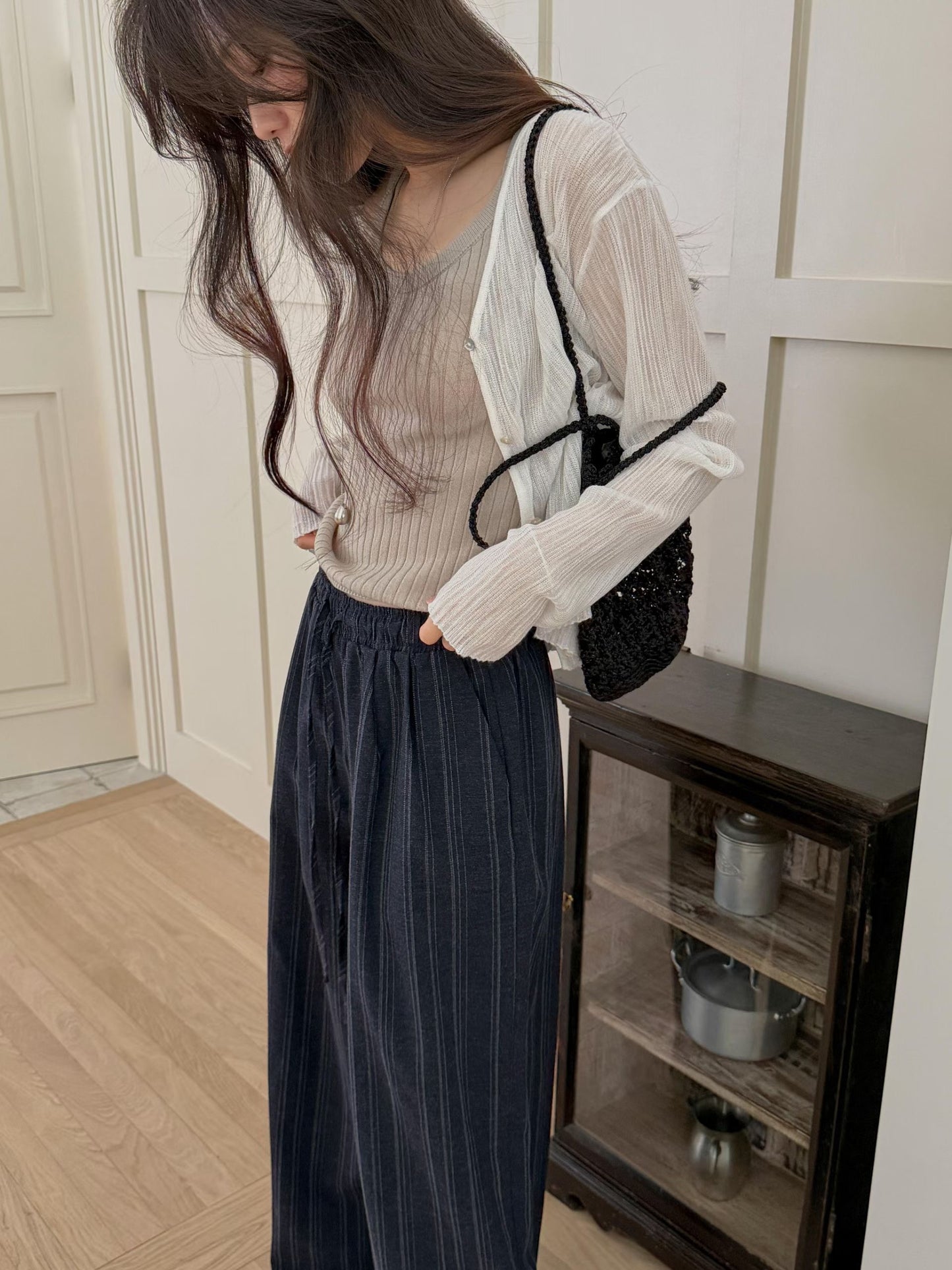 ♡質感百搭直紋寬褲♡ (C260630)