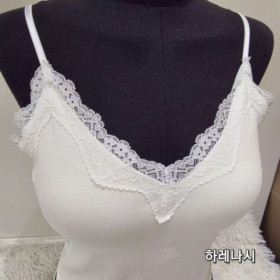 ♡純棉蕾絲V領Bra Top♡ (C250921)