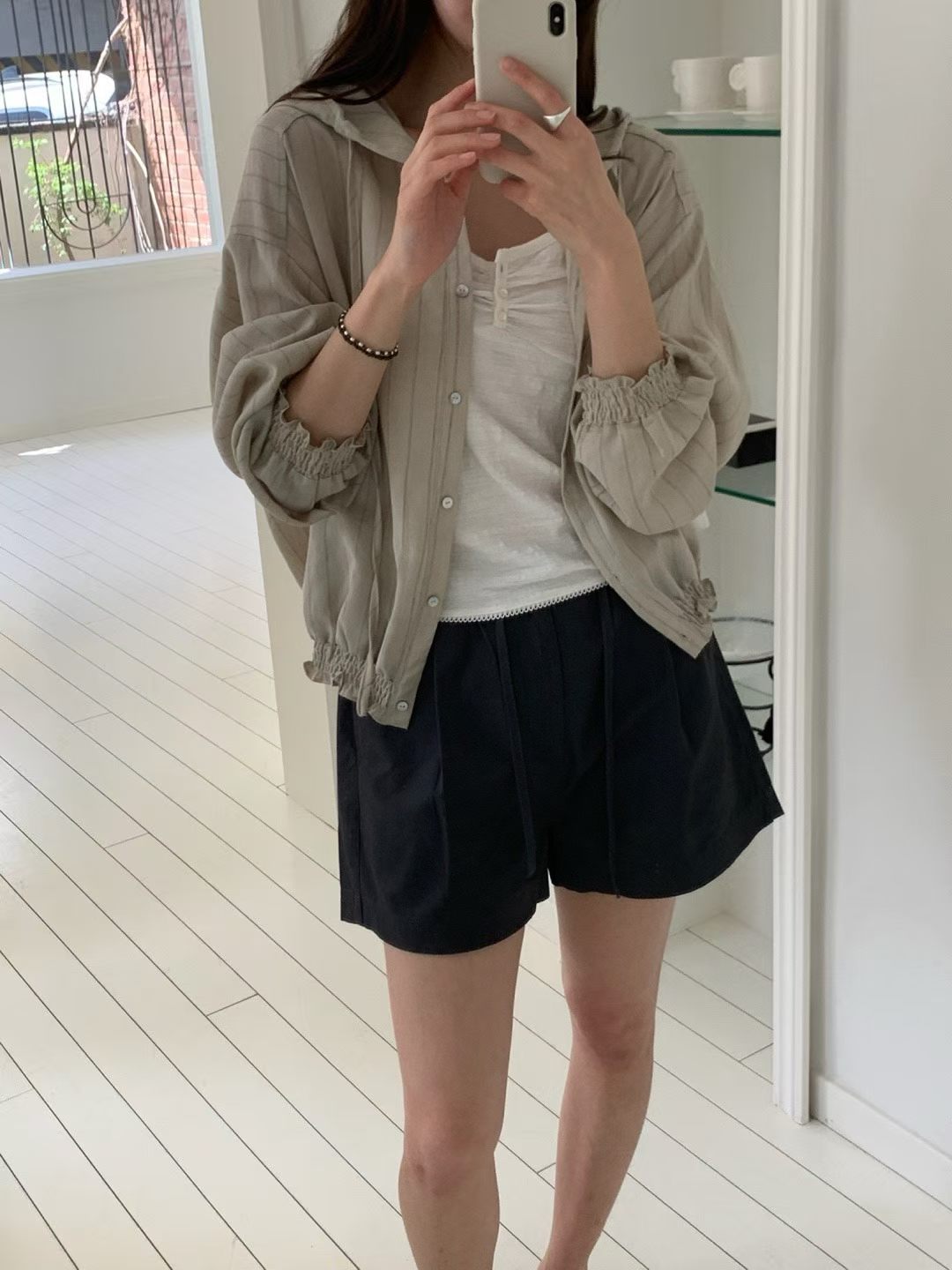 ♡輕量休閒連帽細條紋外套♡ (C260634)