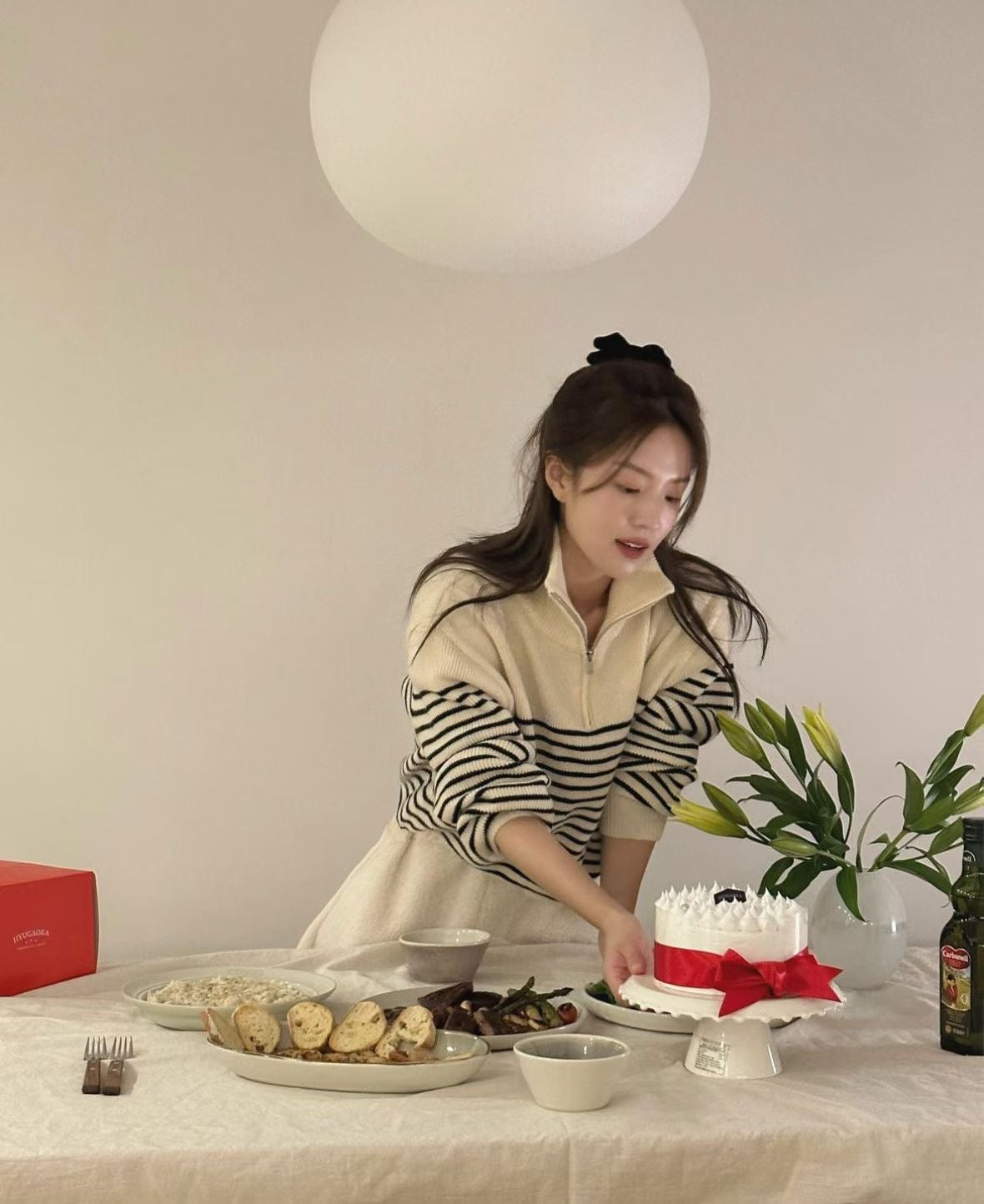 ♡經典法式半高領條紋針織衫♡ (C251009)