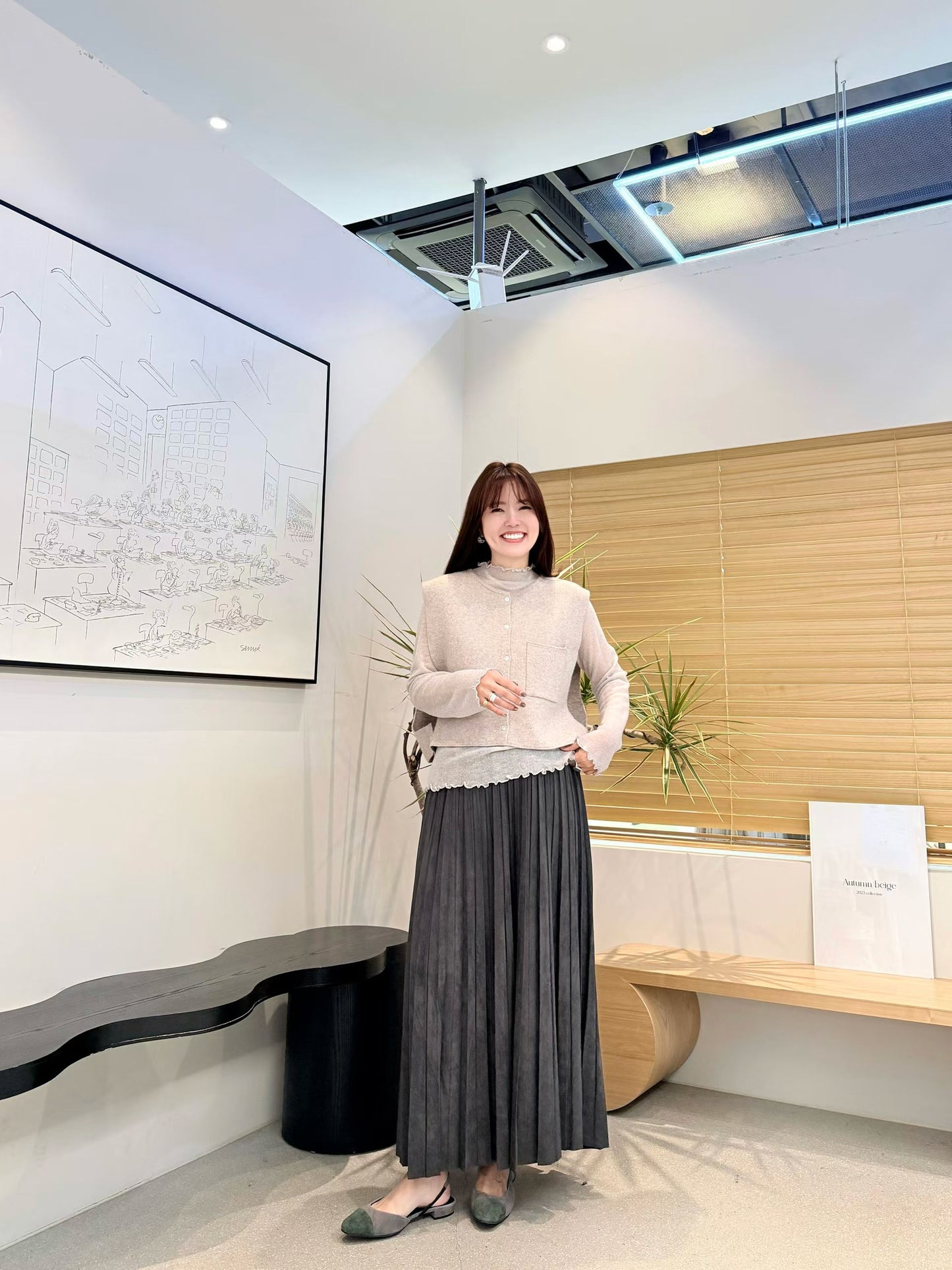 ♡霧絨顯瘦質感百褶裙♡ (C251160)