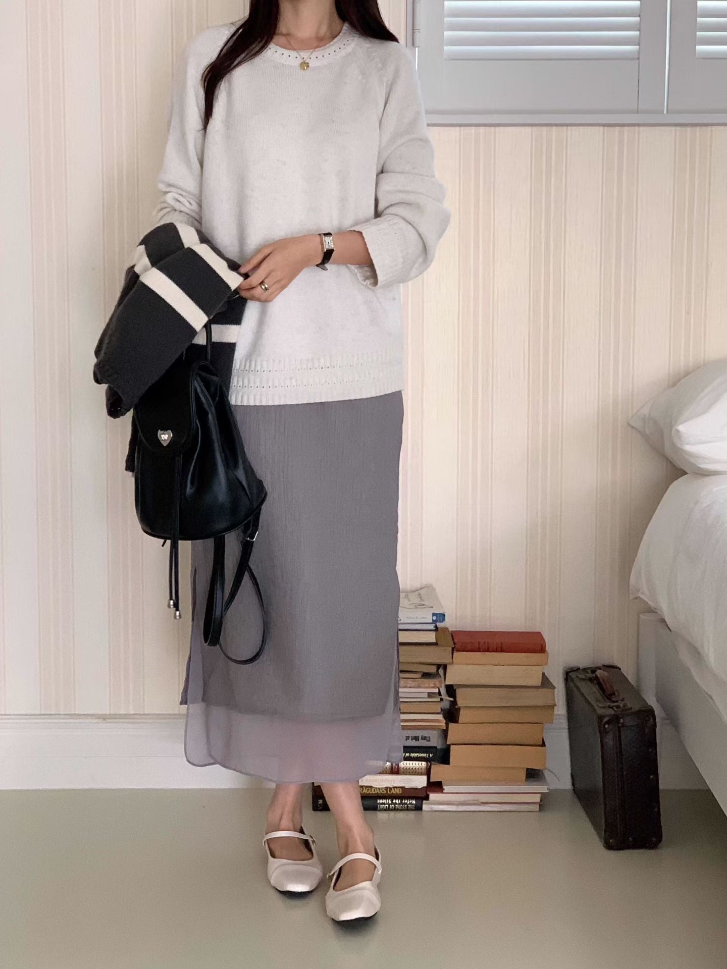 ♡百搭拉格蘭鏤空收邊毛衣♡ (C251131)