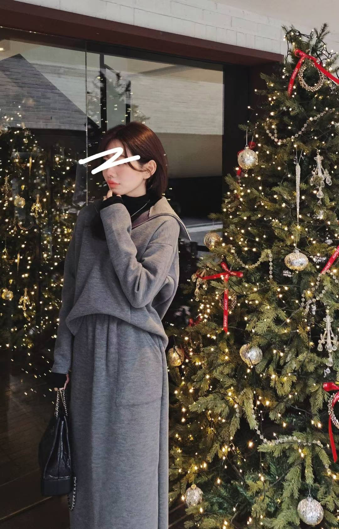 ♡Oni家♡ 質感混羊毛羅馬布拉鍊上衣 (C251287)