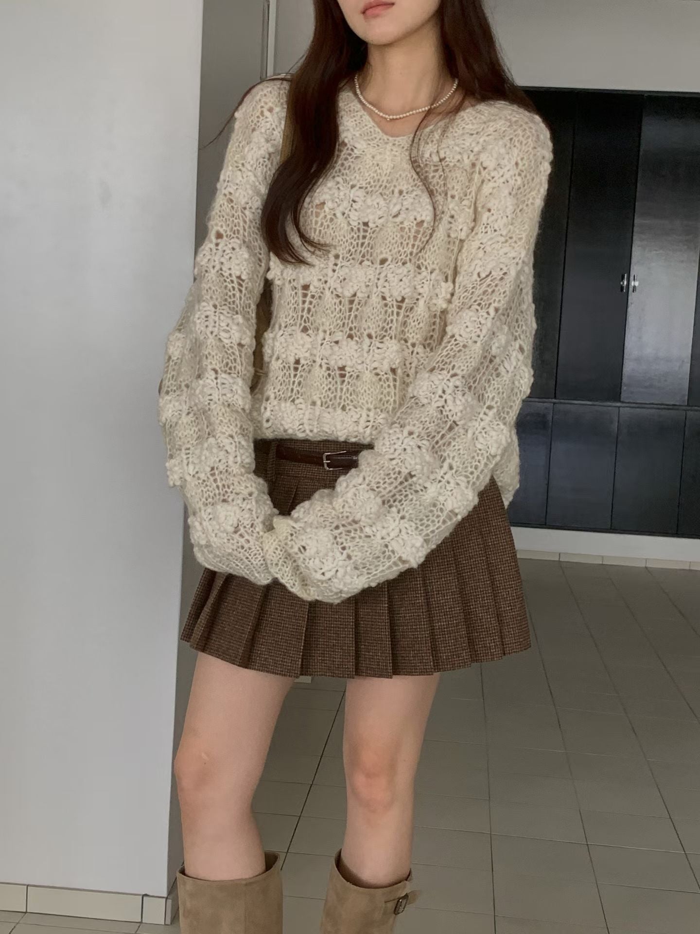 ♡立體花朵手工寬鬆毛衣♡ (C251028)