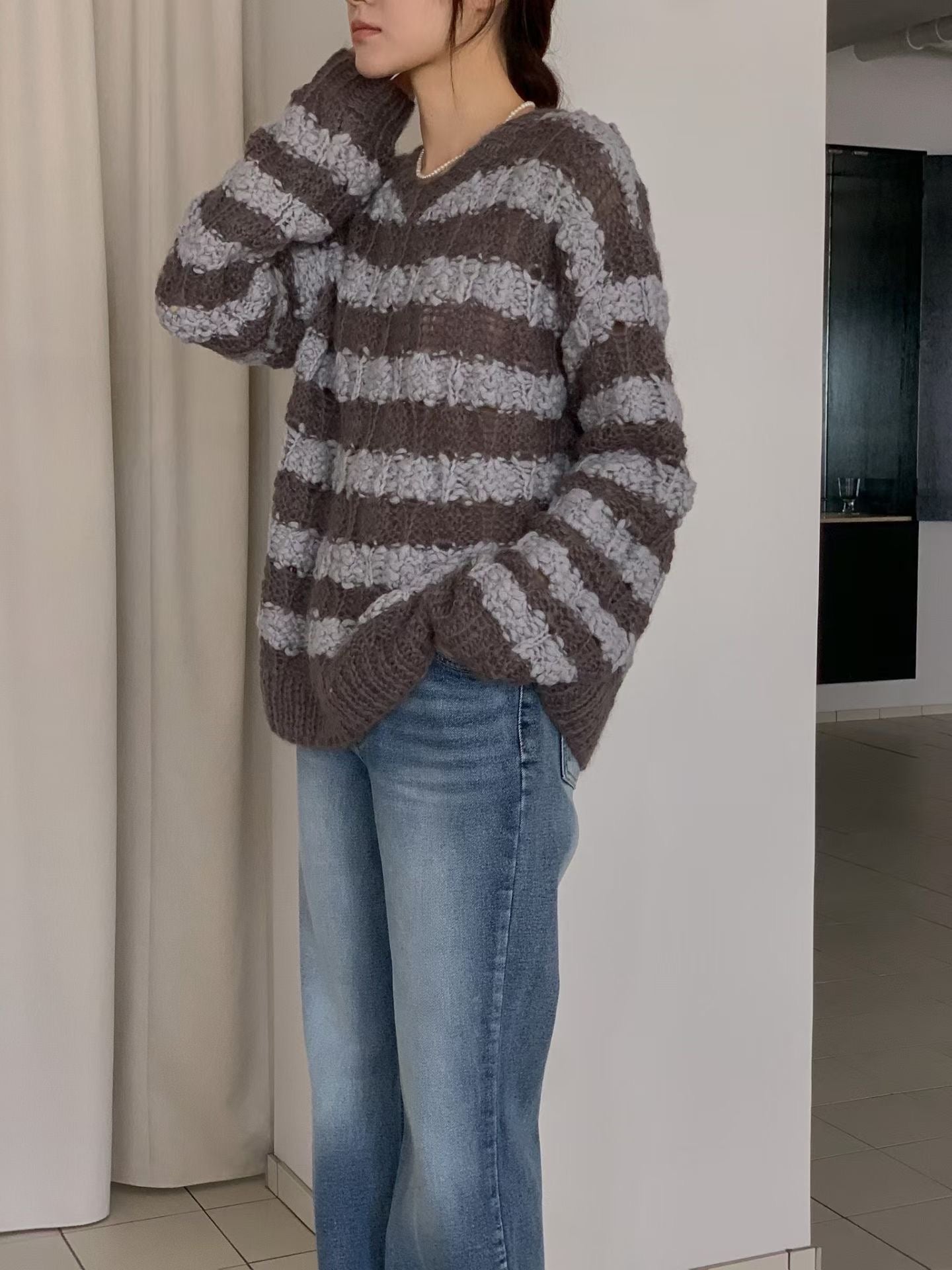 ♡立體花朵手工寬鬆毛衣♡ (C251028)