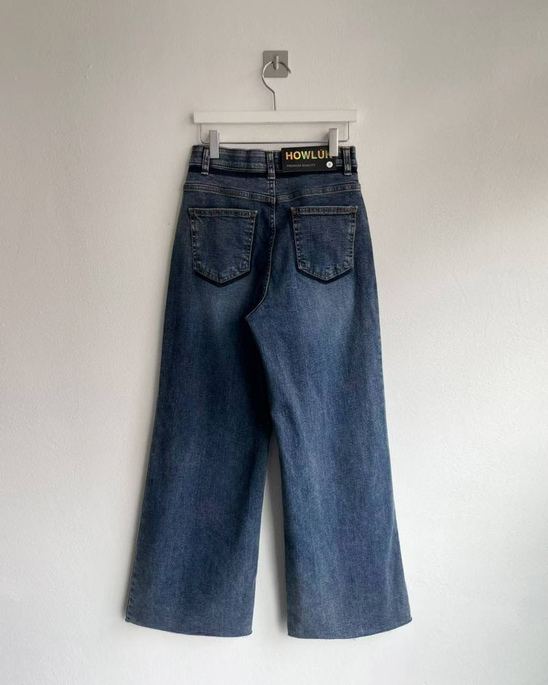 ♡鹽洗拼色長腿顯瘦喇叭褲♡ (C251234)