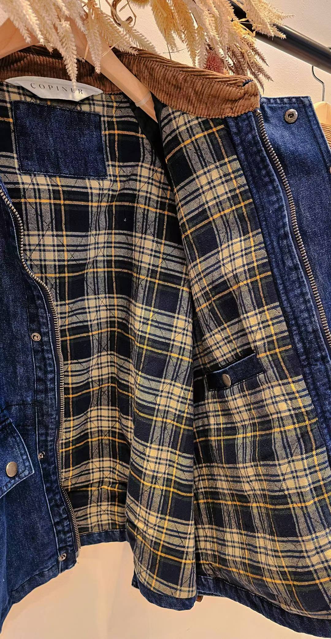 ♡Oni家♡時髦巴恩風丹寧鋪棉外套 (C251284)