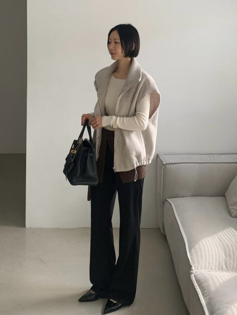 ♡翻領羊毛束口帶背心♡ (C251168)