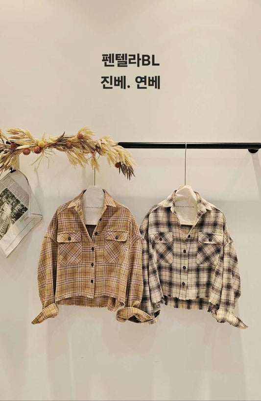 ♡Oni家♡時髦英倫風格紋襯衫 (C251153)