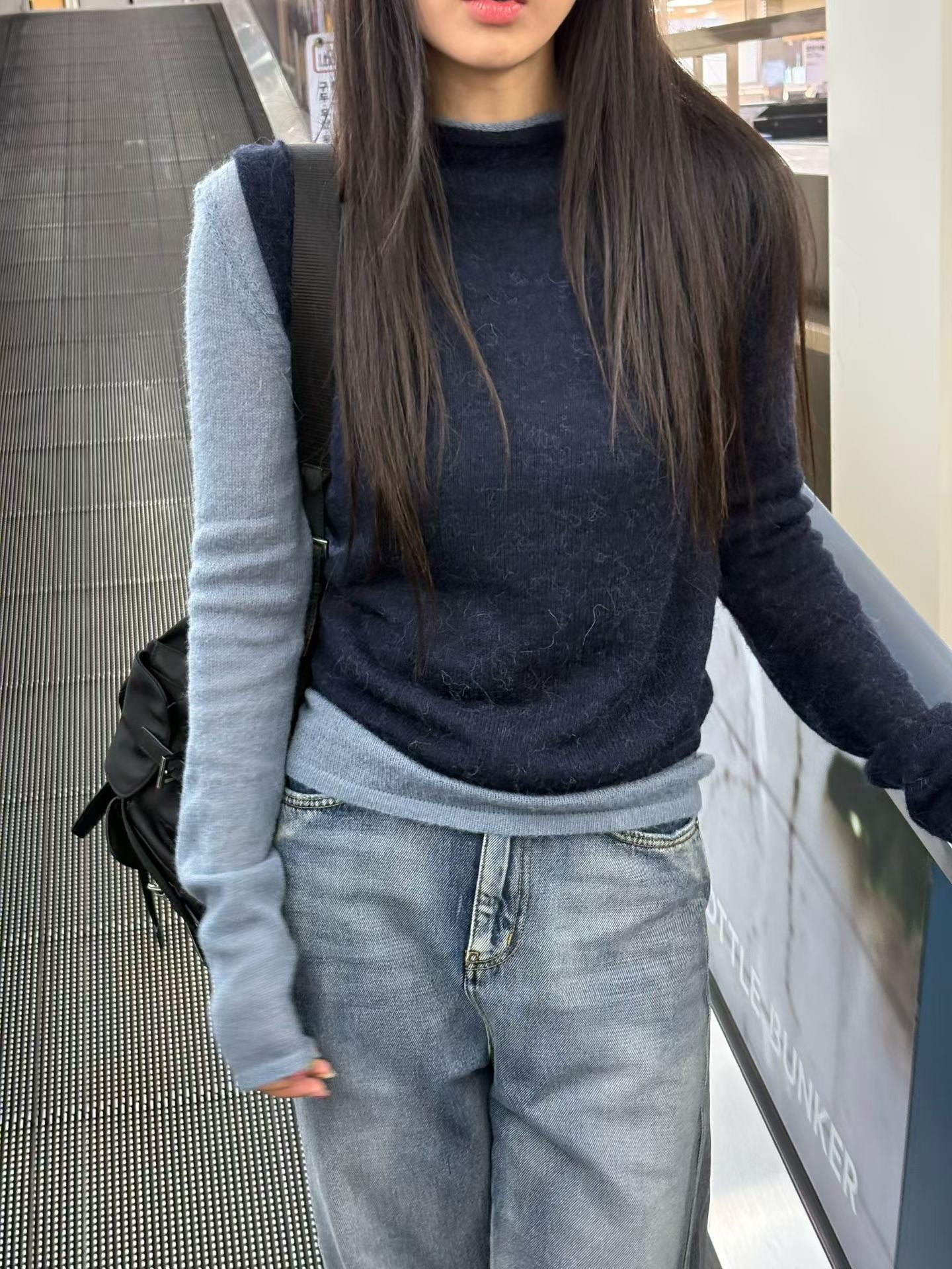 ♡雙層撞色袖設計感毛衣♡ (C251254)