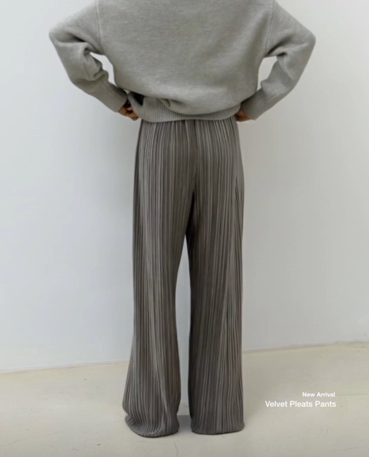 ♡天鵝絨細褶高垂感顯瘦寬褲♡ (C251251)