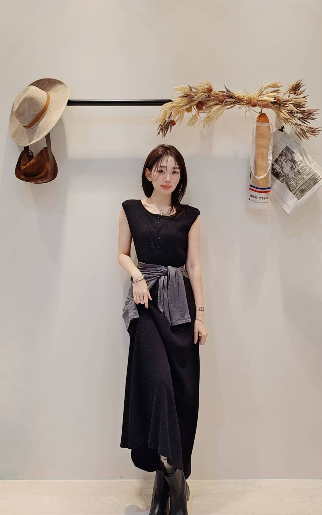 ♡Oni家♡鬆餅格修身休閒洋裝 (C251044)