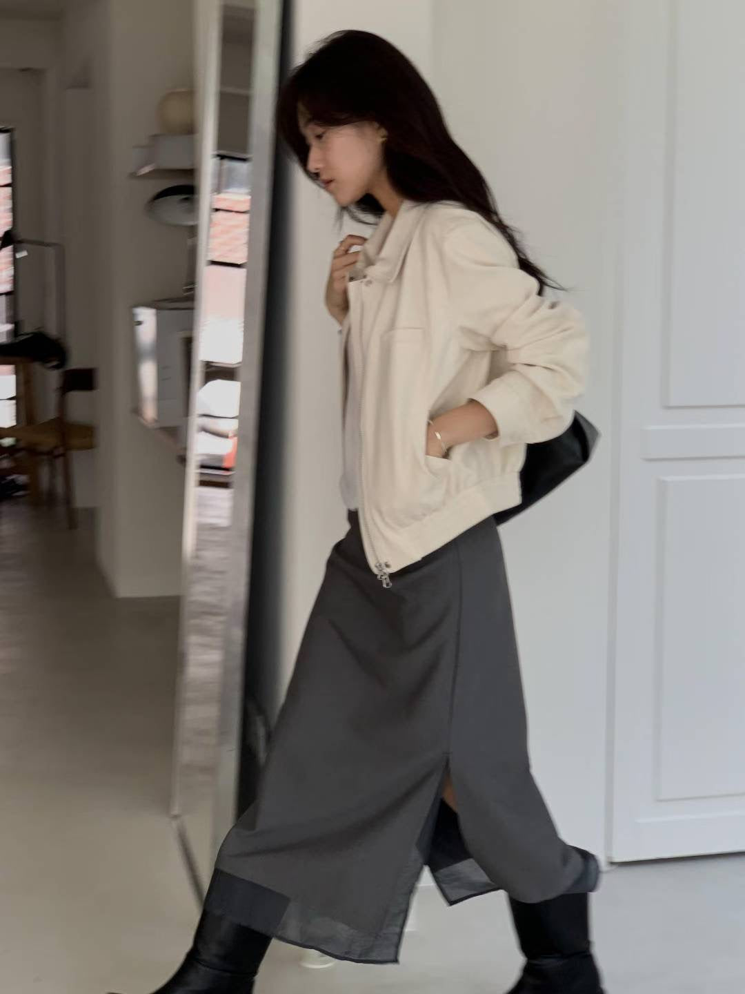 ♡極簡仿麂皮休閒夾克♡ (C251012)