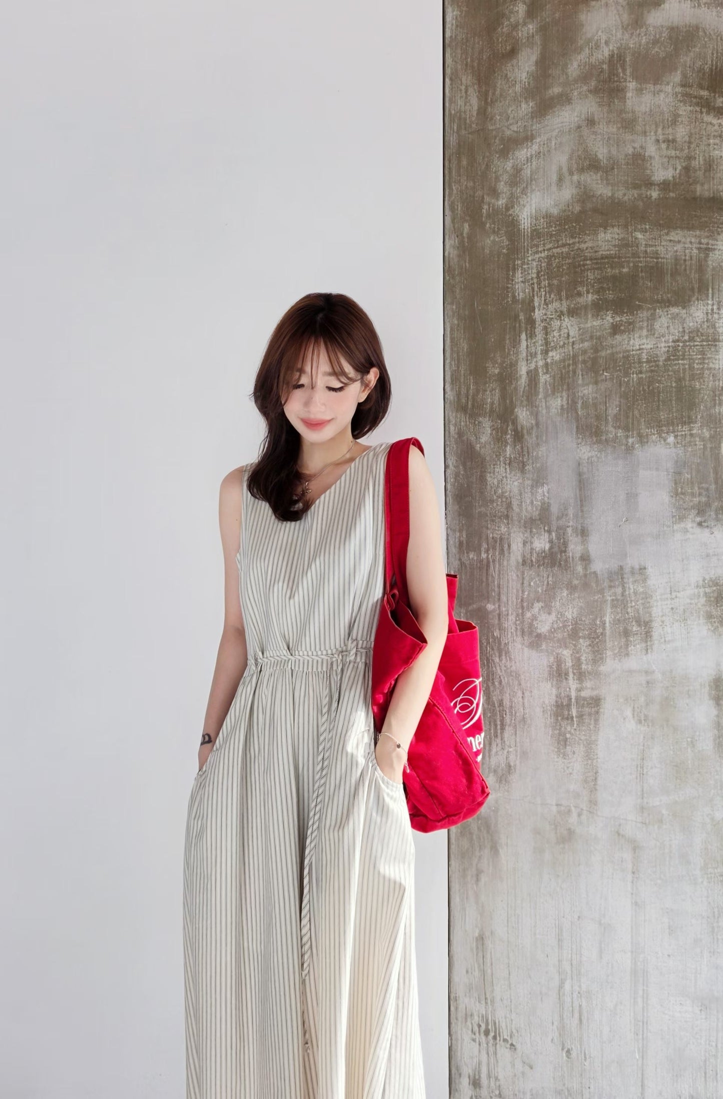 ♡Oni家♡渡假風條紋長洋裝 (C260665)