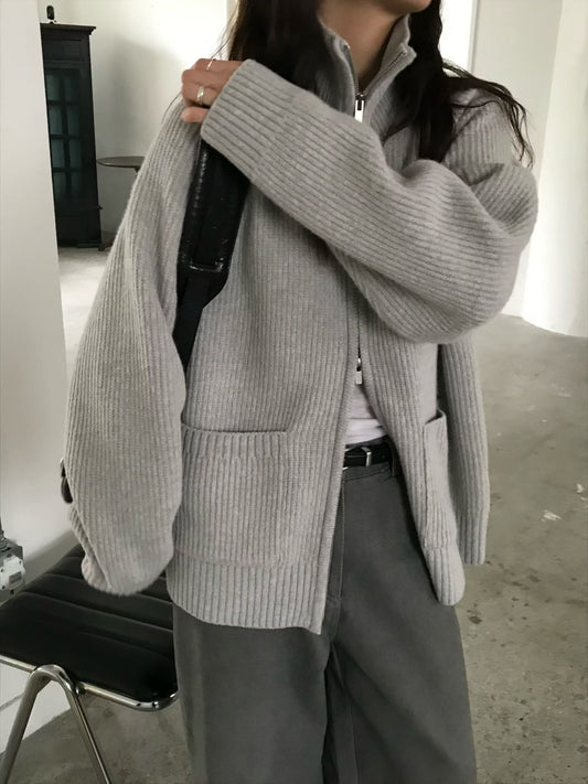 ♡溫暖高領立體羅紋雙拉鍊外套♡ (C251257)