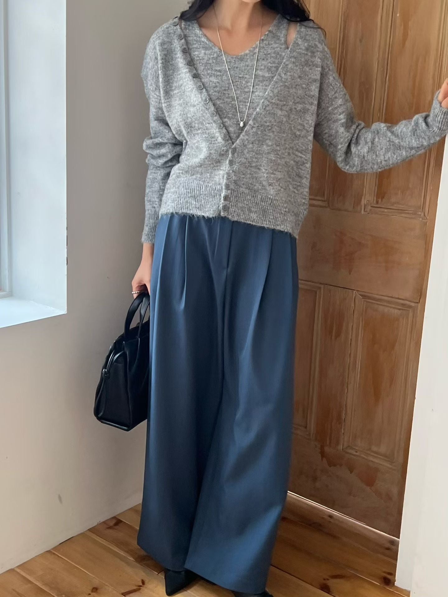 ♡氣質Ｖ領背心/開衫兩件式套組♡ (C260319)