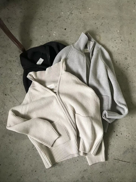 ♡溫暖高領立體羅紋雙拉鍊外套♡ (C251257)