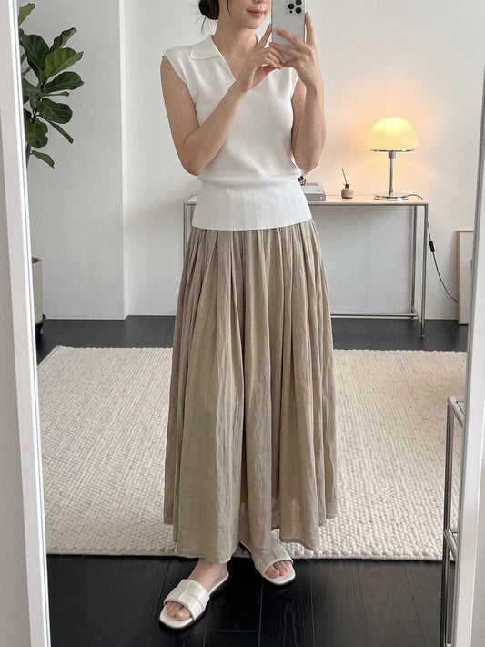 ♡輕氧亞麻飄逸長裙♡ (C260620)