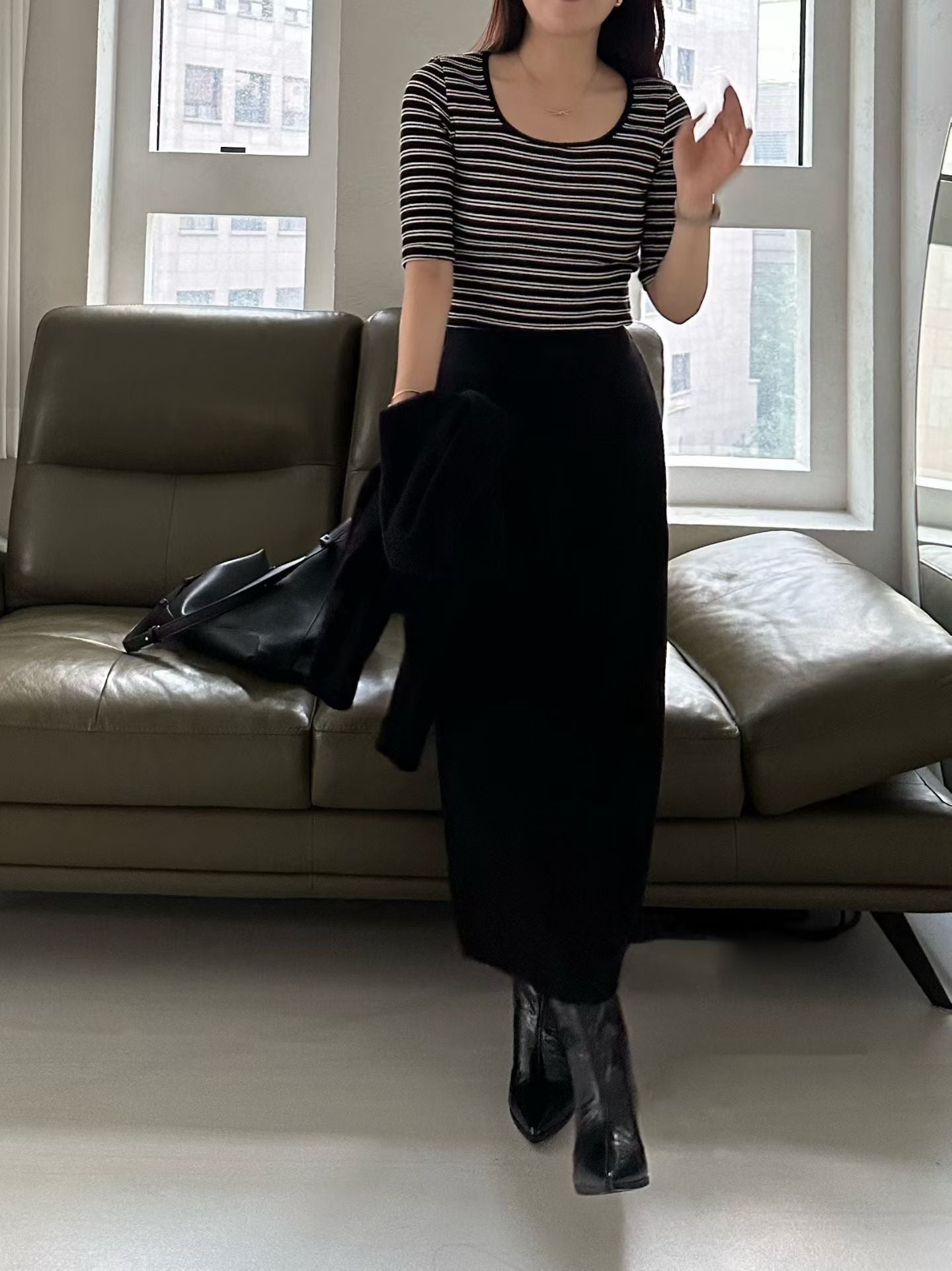 ♡方圓領兩穿五分袖上衣♡ (C251023)