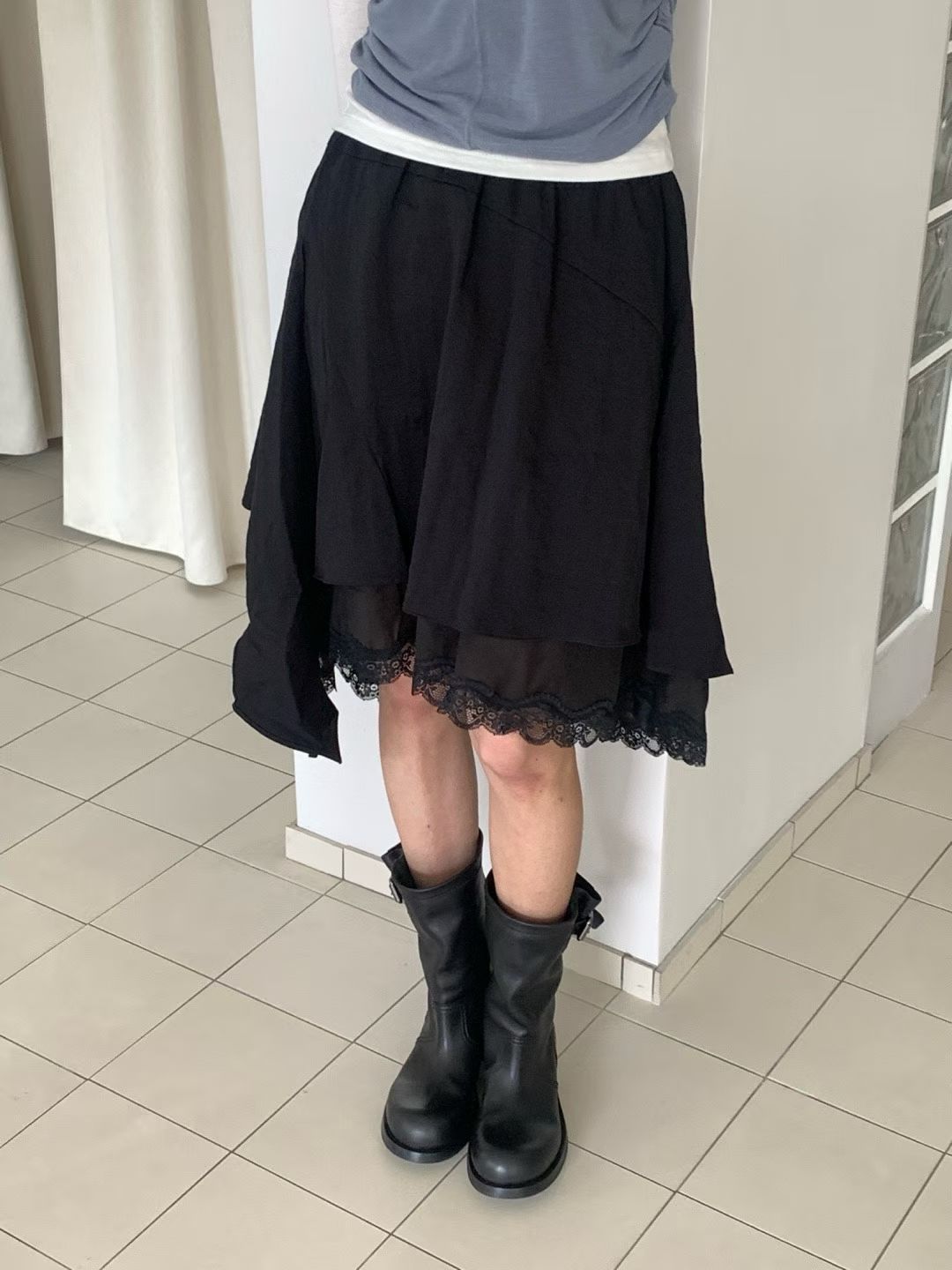 ♡設計感不規則蕾絲裙♡ (C260439)