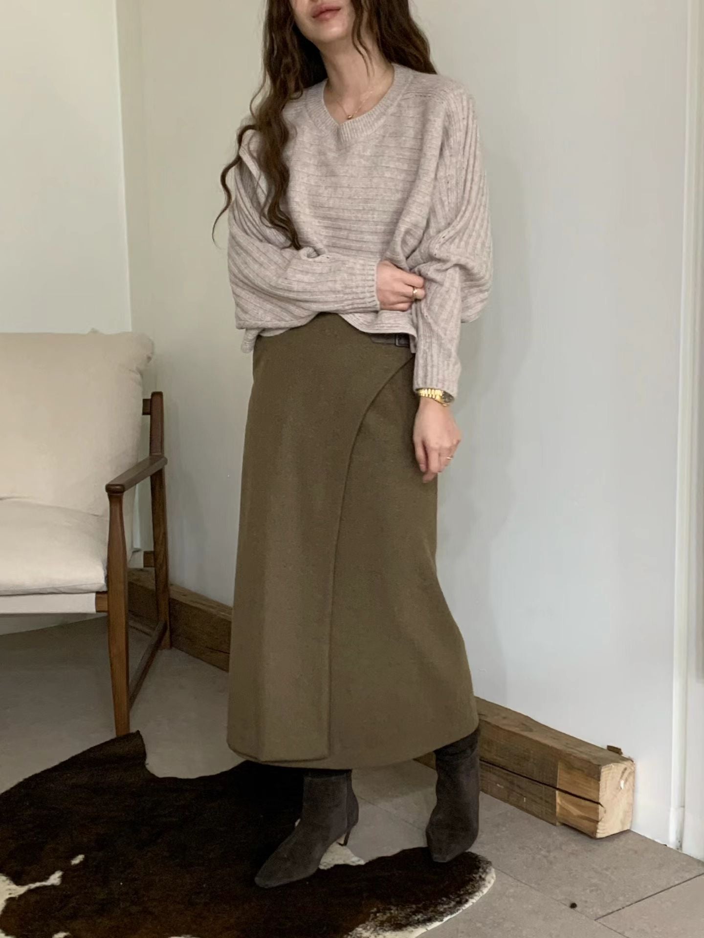 ♡氣質Oni家♡披肩感斜裁設計針織上衣 (C251226)