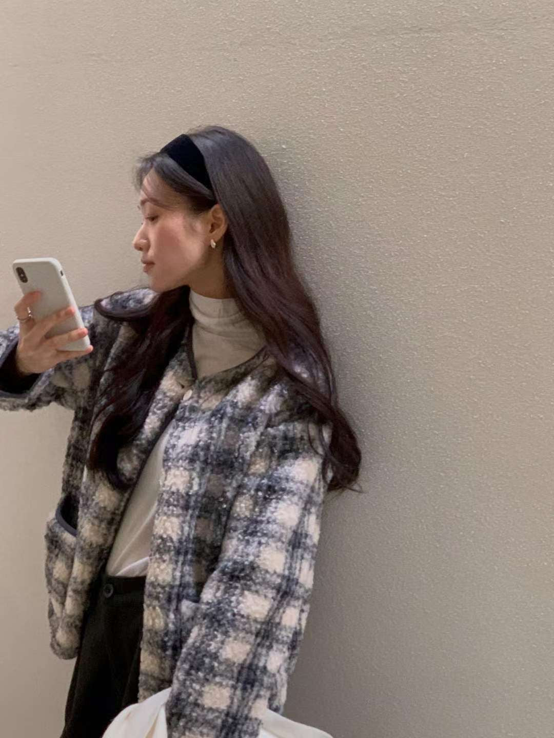 ♡暖芯柔絨格紋泰迪外套♡ (C251279)