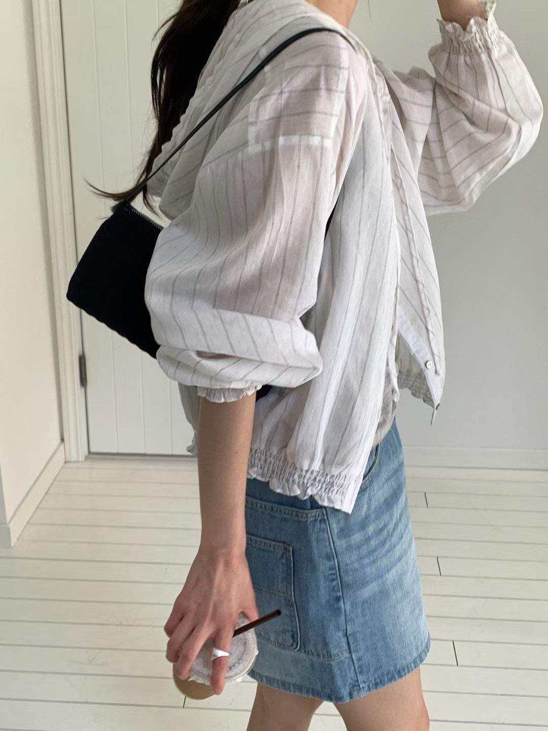 ♡輕量休閒連帽細條紋外套♡ (C260634)