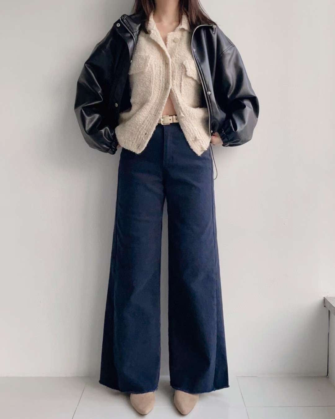 ♡冬季版拼接棉質寬褲♡ (C251151)