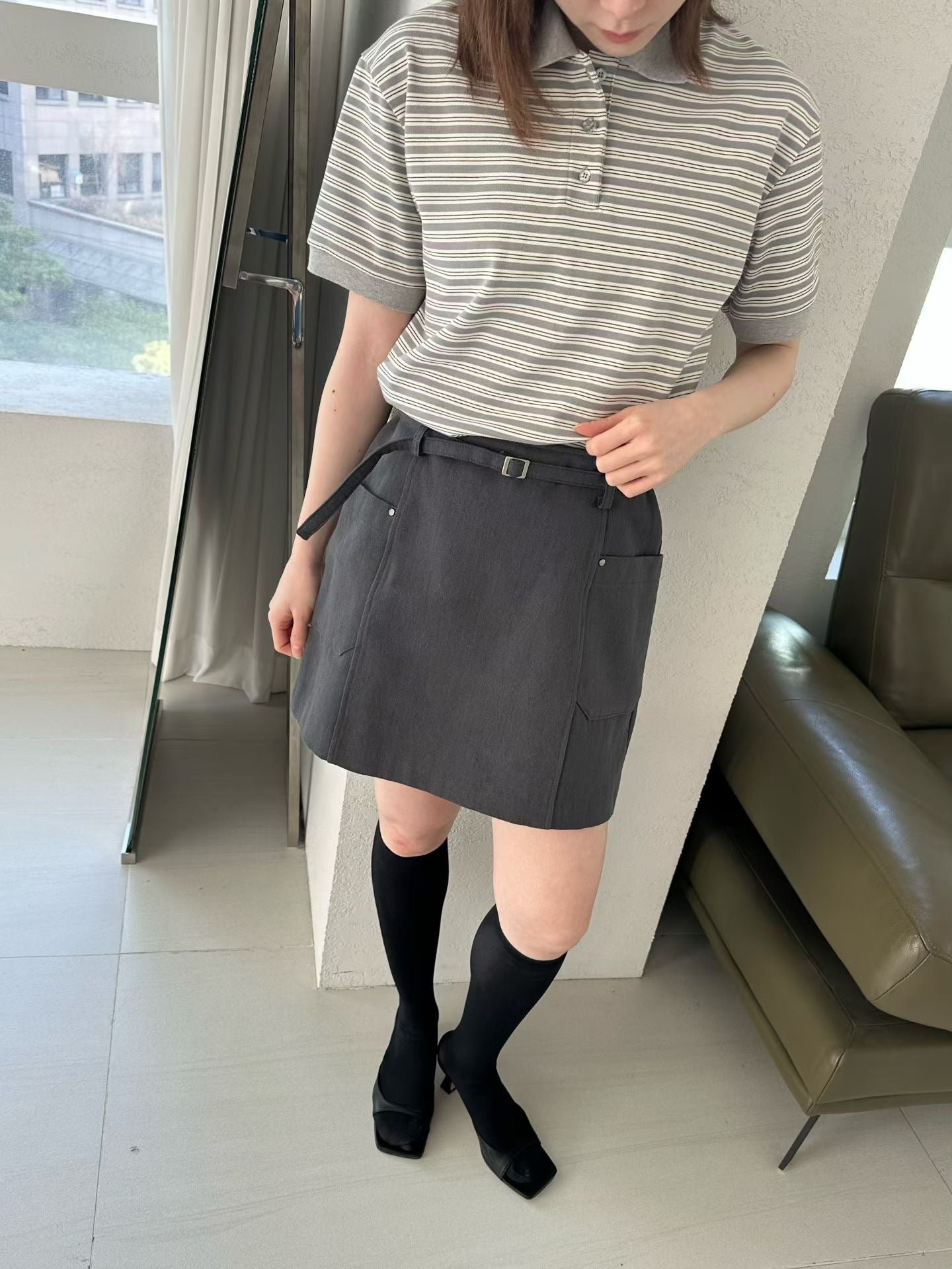 ♡百搭口袋Ａ字短裙♡ (C260406)