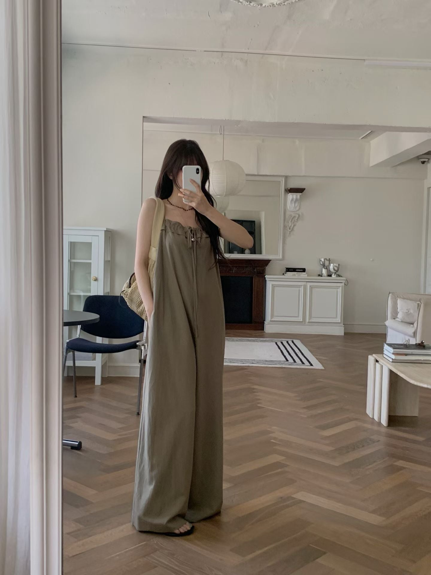 ♡輕盈度假風垂墜修身連身寬褲♡ (C260539)