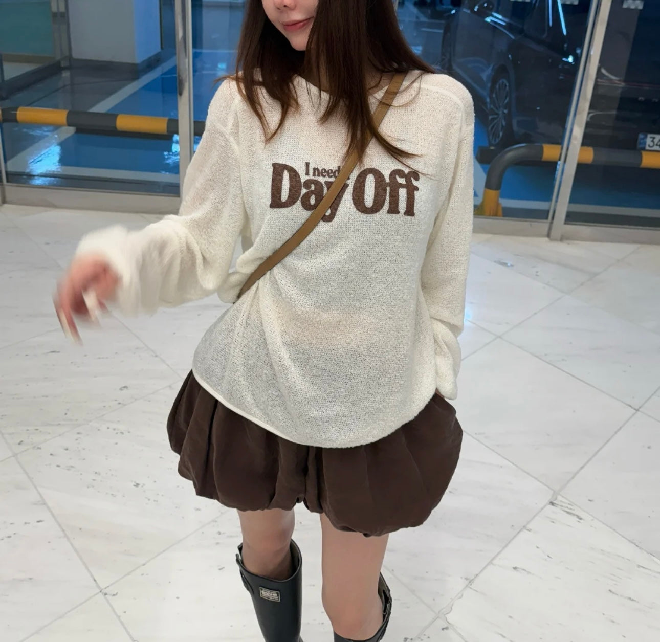 ♡軟綿休閒I need a Day Off針織T♡ (C251149)