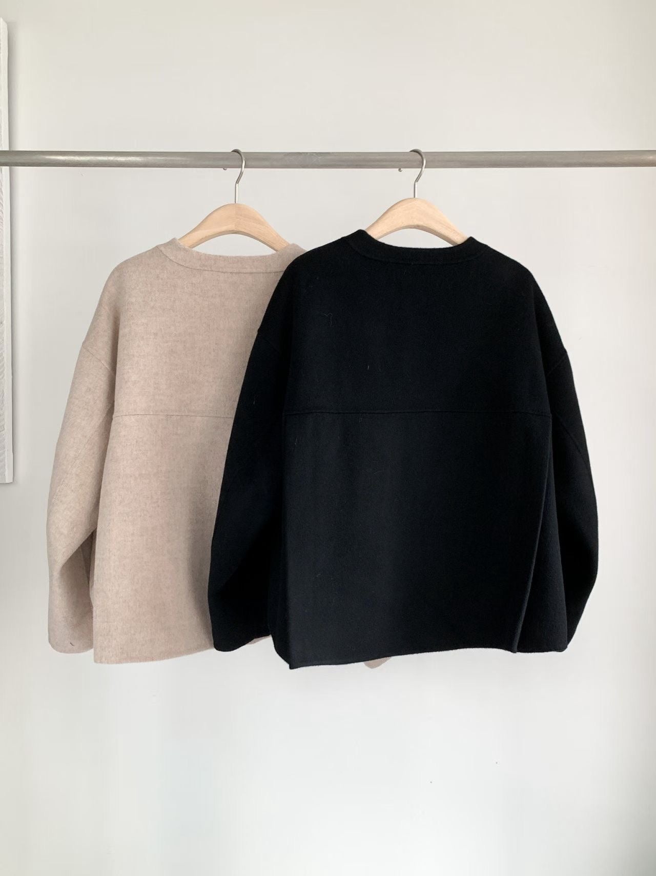 ♡百搭挺版V領手工毛呢外套♡ (C251270)