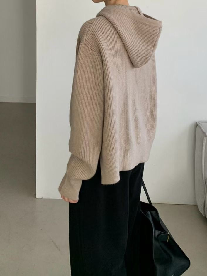 ♡柔彈羅紋休閒連帽上衣♡ (C251230)