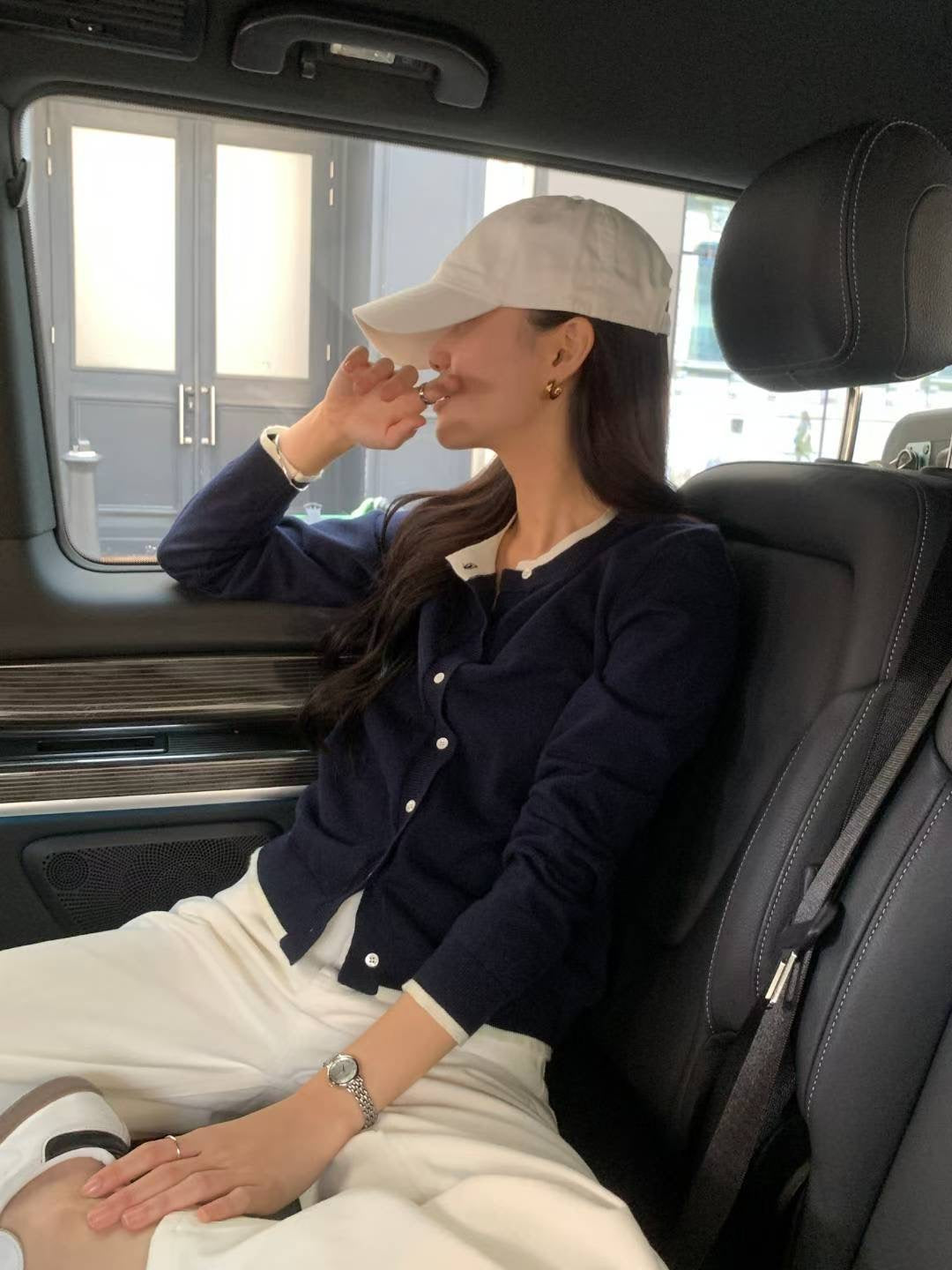 ♡優雅圓領撞色滾邊針織開衫♡ (C251013)